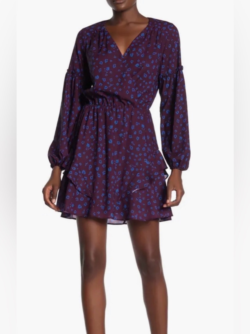 NWT Parker Surplice Dress Plum Cobalt Leopard Print S